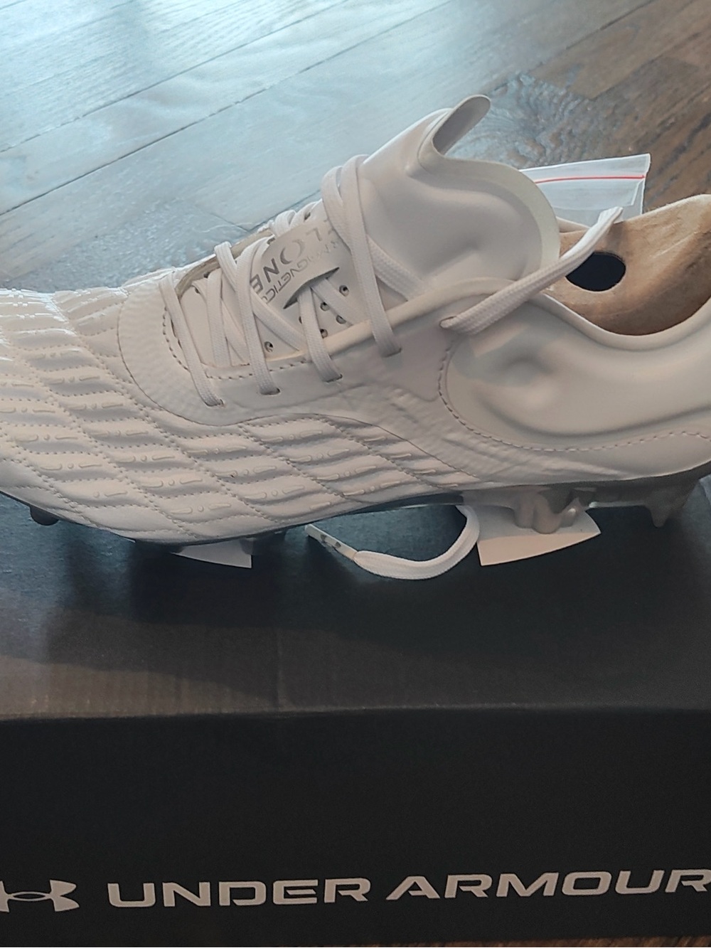 Under Armour All-White Soccer Cleats with Textured Upper